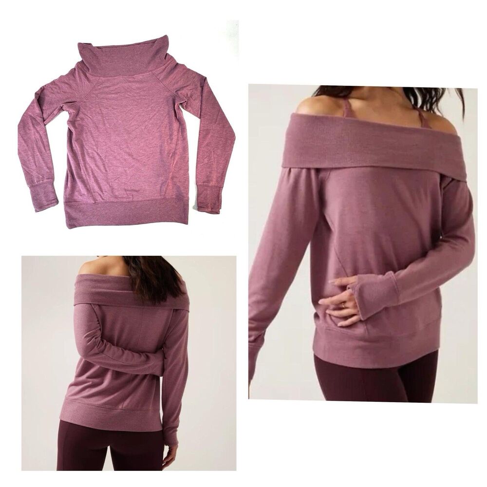 ATHLETA Dark Sugarplum Heather Studio Barre Sweatshirt XS TP XSmall Tall Petite